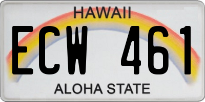 HI license plate ECW461
