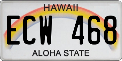 HI license plate ECW468