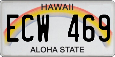 HI license plate ECW469