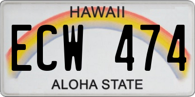 HI license plate ECW474