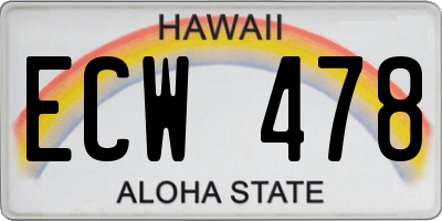 HI license plate ECW478