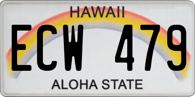 HI license plate ECW479