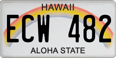 HI license plate ECW482