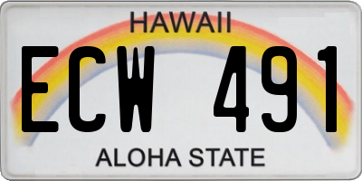 HI license plate ECW491