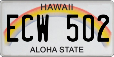 HI license plate ECW502