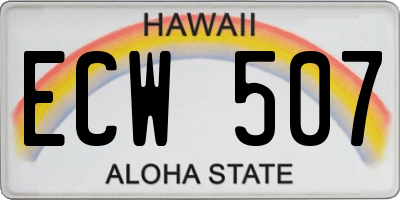 HI license plate ECW507