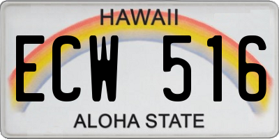 HI license plate ECW516