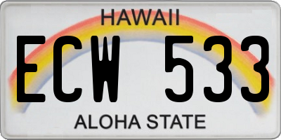HI license plate ECW533