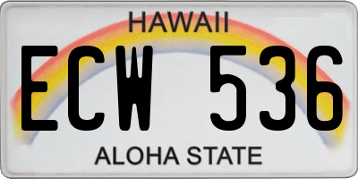 HI license plate ECW536