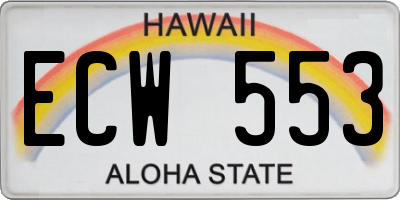 HI license plate ECW553