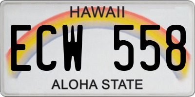 HI license plate ECW558