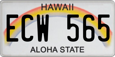 HI license plate ECW565