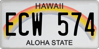 HI license plate ECW574