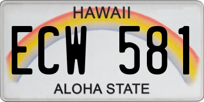 HI license plate ECW581