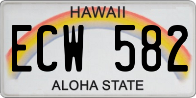 HI license plate ECW582