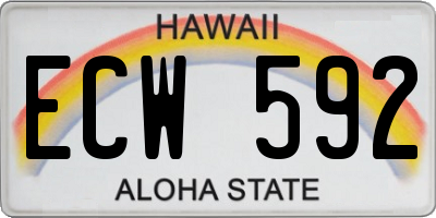 HI license plate ECW592