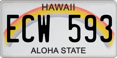 HI license plate ECW593