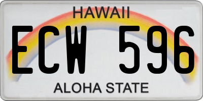 HI license plate ECW596
