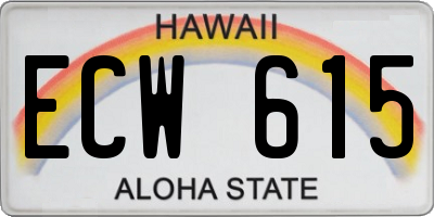HI license plate ECW615