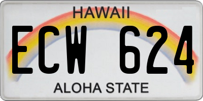 HI license plate ECW624