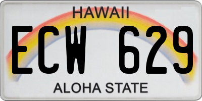 HI license plate ECW629
