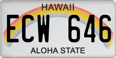 HI license plate ECW646