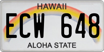 HI license plate ECW648