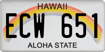 HI license plate ECW651