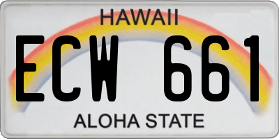 HI license plate ECW661