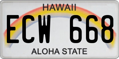 HI license plate ECW668