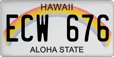 HI license plate ECW676
