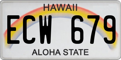 HI license plate ECW679