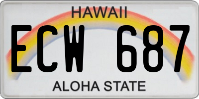 HI license plate ECW687