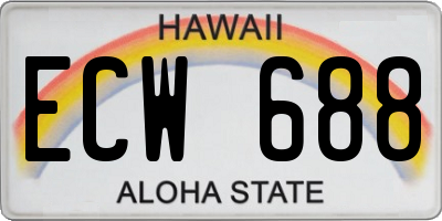 HI license plate ECW688