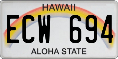 HI license plate ECW694