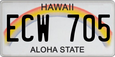 HI license plate ECW705