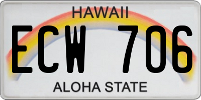 HI license plate ECW706