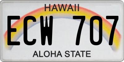 HI license plate ECW707