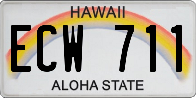 HI license plate ECW711