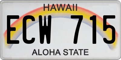 HI license plate ECW715