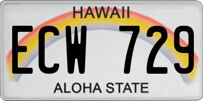 HI license plate ECW729