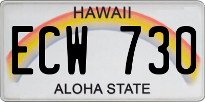 HI license plate ECW730