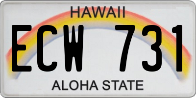 HI license plate ECW731