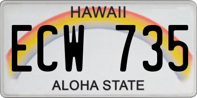 HI license plate ECW735