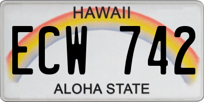 HI license plate ECW742