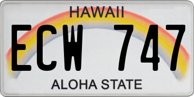 HI license plate ECW747