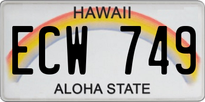 HI license plate ECW749