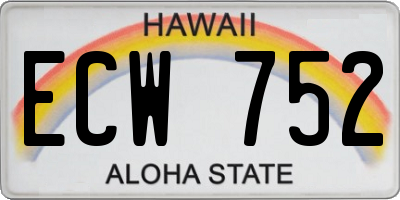 HI license plate ECW752