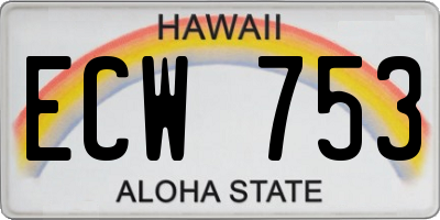 HI license plate ECW753