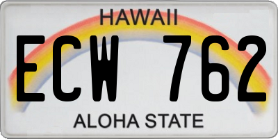 HI license plate ECW762